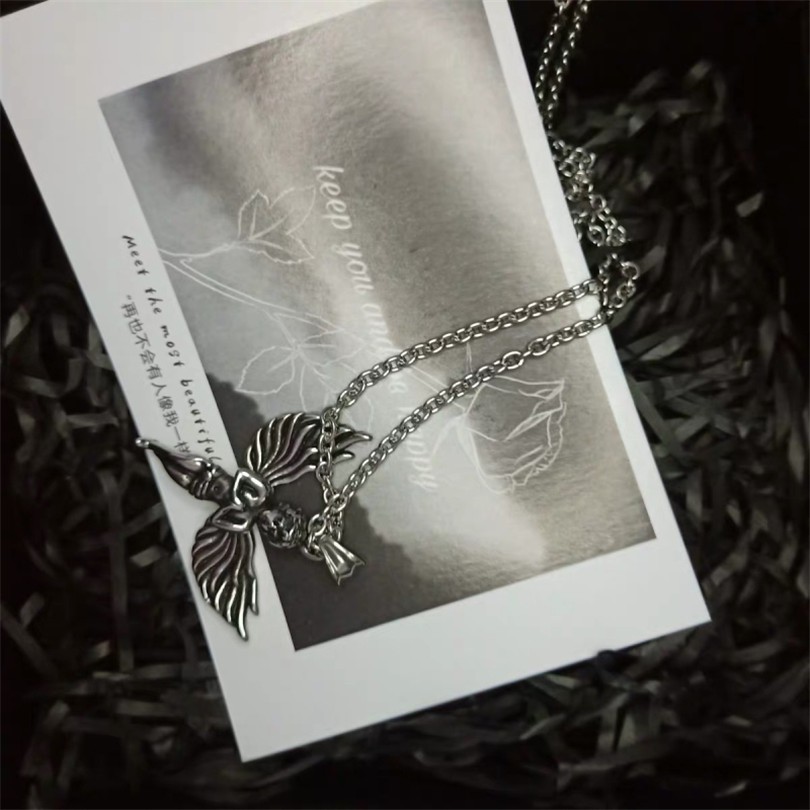 Vòng Cổ Nam Nữ 1239255Dây Chuyền Mặt Hình Thiên Thần Phong Cách Hip Hop Retro