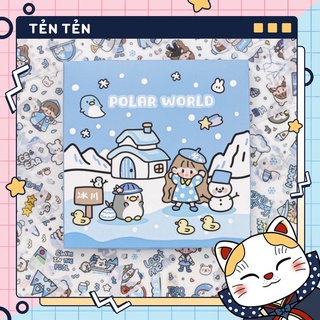 [MS03]-Sticker cute 💖 Hộp set 100 tấm 1000 hình dán Soft Polar trang trí sổ planner bullet journal Hàn Quốc