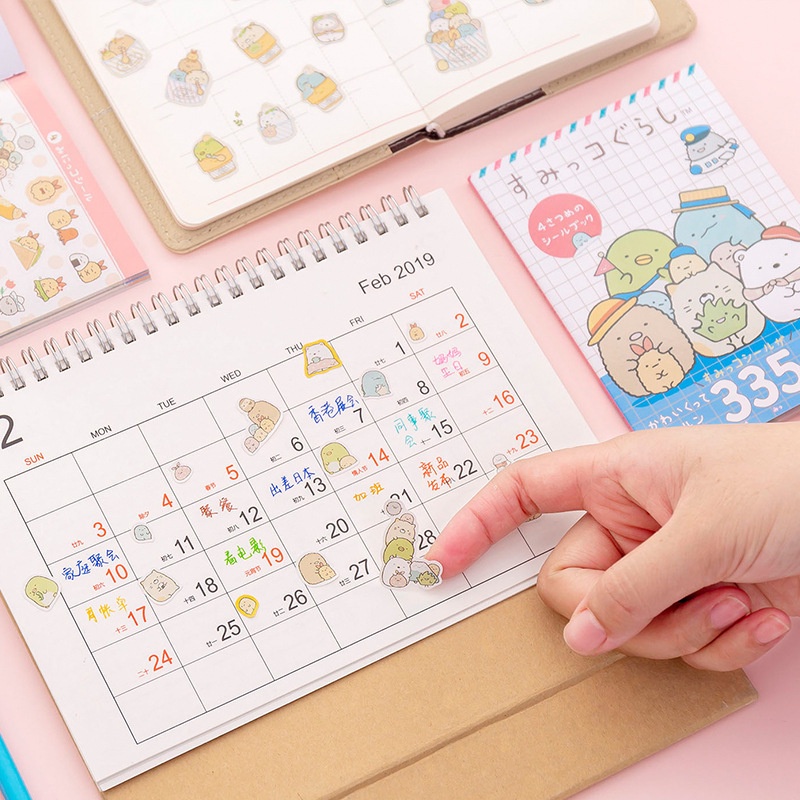 Bộ 16 tờ 335 miếng dán trang trí sổ tay họa tiết hoạt hình phong cách Nhật Bản đáng yêu tiện lợi