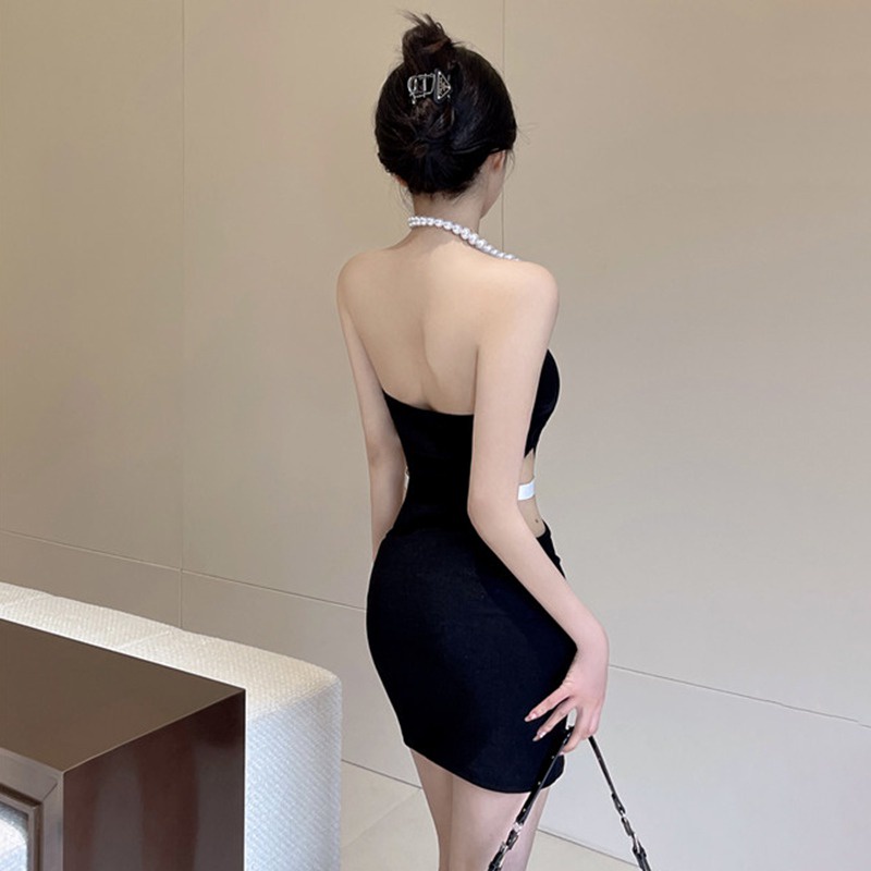 Đầm Ôm Hai Dây Hở Lưng Đính Hạt Thời Trang Hàn Quốc Gợi Cảm Cho Nữ