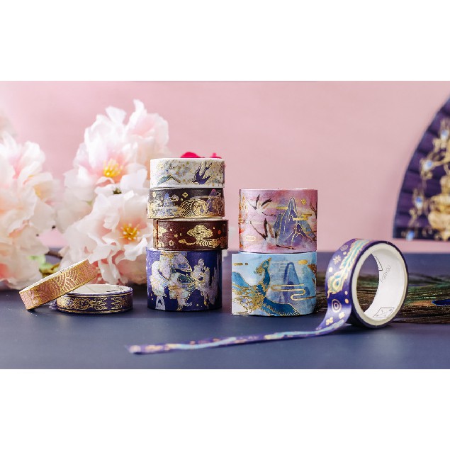 Bộ washi tape BRONZING DREAM ánh nhũ ( 055 )