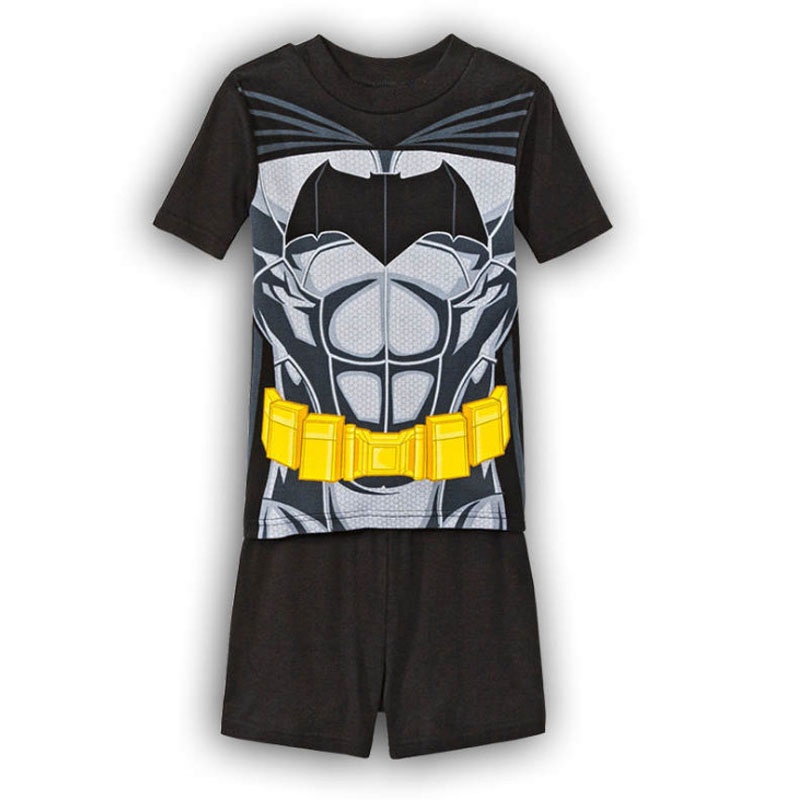 【Suge】Bộ Đồ Ngủ Ngắn Tay Họa Tiết Hoạt Hình Spiderman Captain America Batman Cho Bé
