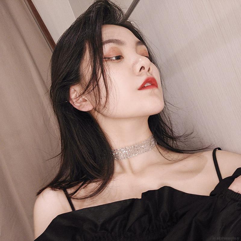 Vòng cổ choker dạng lưới đính sequin lấp lánh phong cách Hàn Quốc dành cho nữ