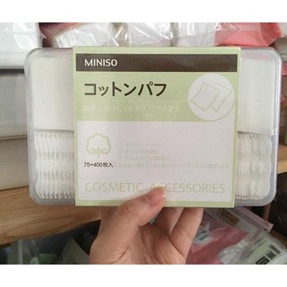 Bông Tẩy Trang Miniso Nhật Bản 1 Hộp 475 miếng  (400 miếng mỏng + 75 miếng dày 3 lớp)