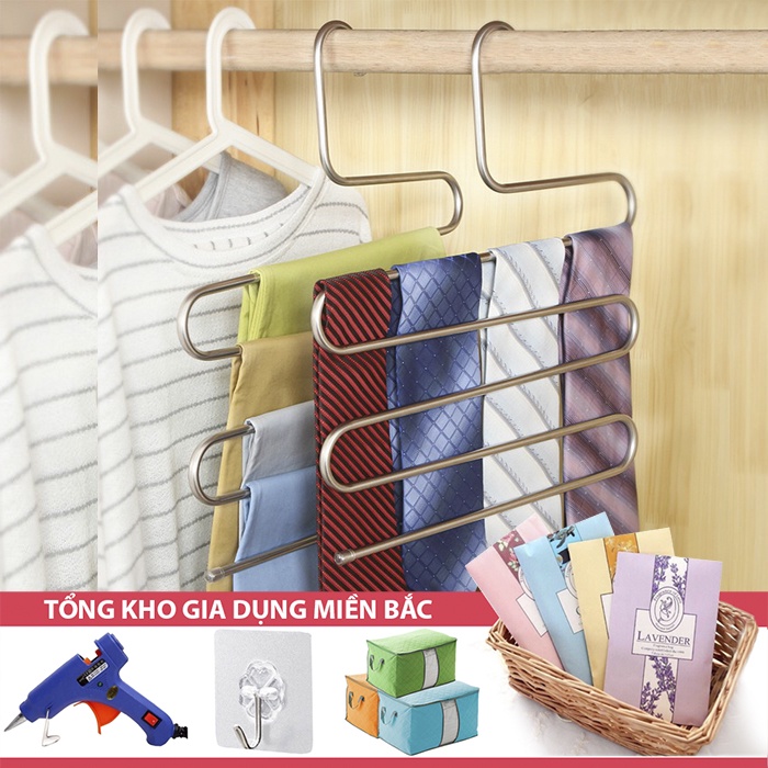 [Tổng Kho Sỉ] Móc Treo Mắc Quần Áo INOX 6 Tầng Thông Minh