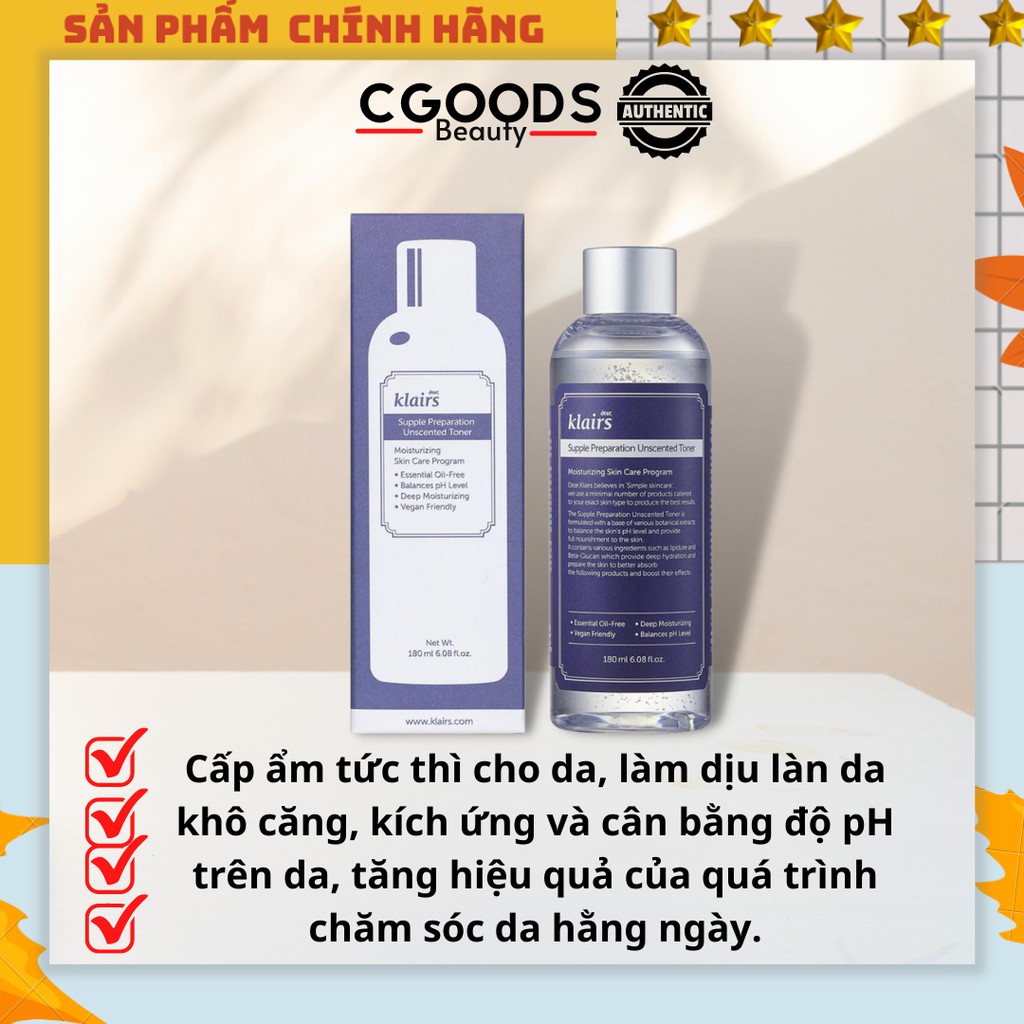 Nước Cân Bằng Klairs Supple Preparation 180ml