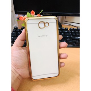 Ốp dẻo trong xi viền vàng bóng thời trang cho Samsung J7 Prime