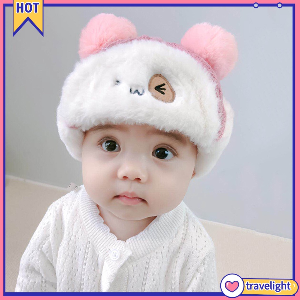 Mũ Lông Cotton Dày Dặn Giữ Ấm Bảo Vệ Tai Chống Gió Cho Bé
