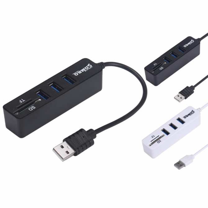 Usb hub combo 2 in1 Siêu Tốc Độ USB 2.0 3 Port Splitter HUB + USB Card Reader -dc2414