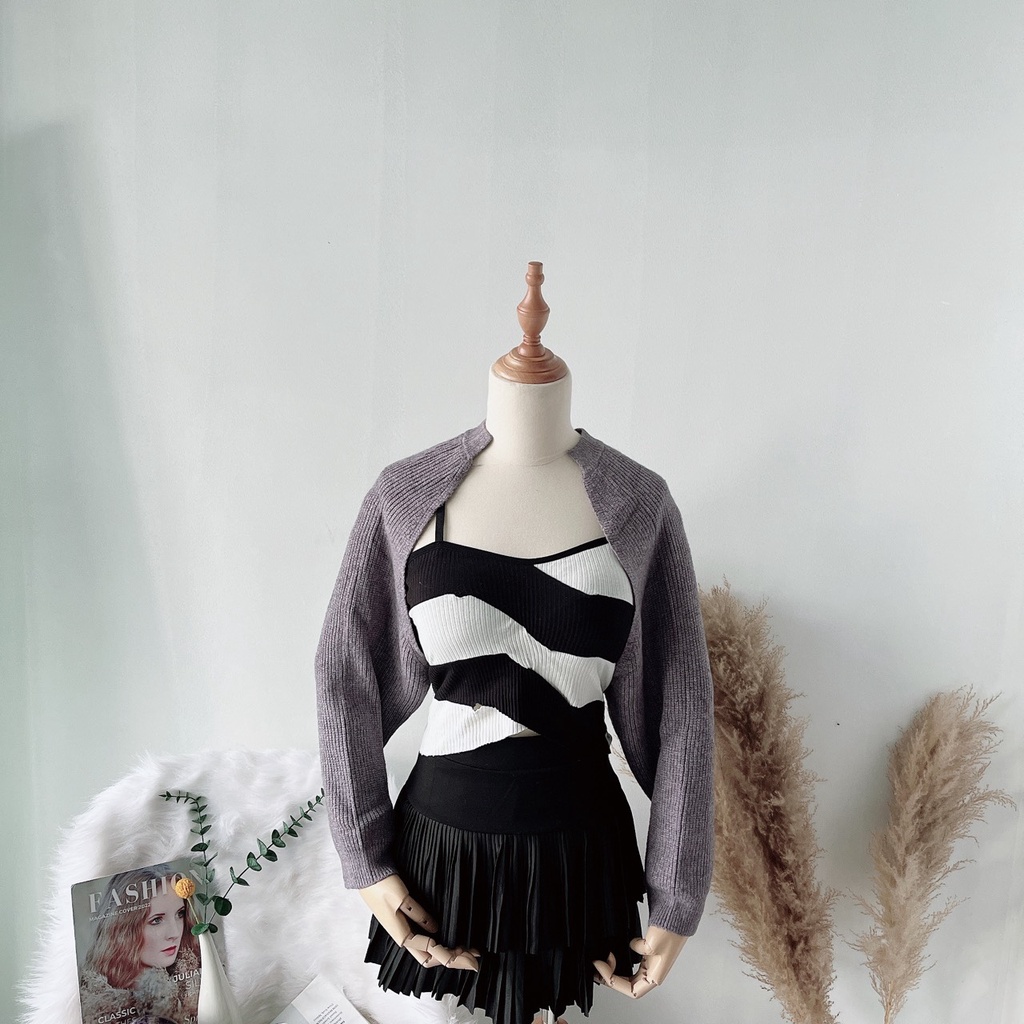 Áo Khoác Cardigan Dệt Kim Dáng Rộng Croptop Kiểu hàn Quốc Xinh Xắn dễ Thương | Bé Tiu Clothing | BigBuy360 - bigbuy360.vn