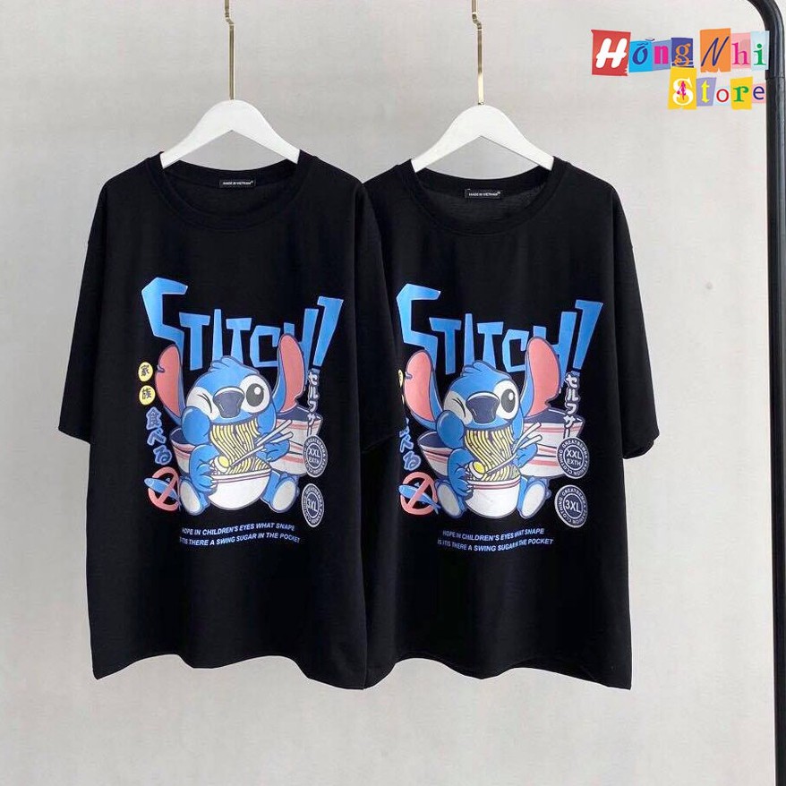 Áo Thun Tay Lỡ In Hình Stitch 3D Dáng Rộng Oversize Ulzzang Unisex - MM