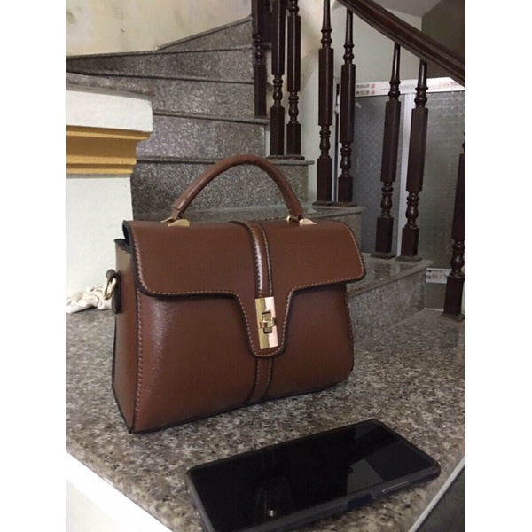 Túi Xách Nữ Công Sở Thời Trang Thanh Lịch Màu Nâu Đen