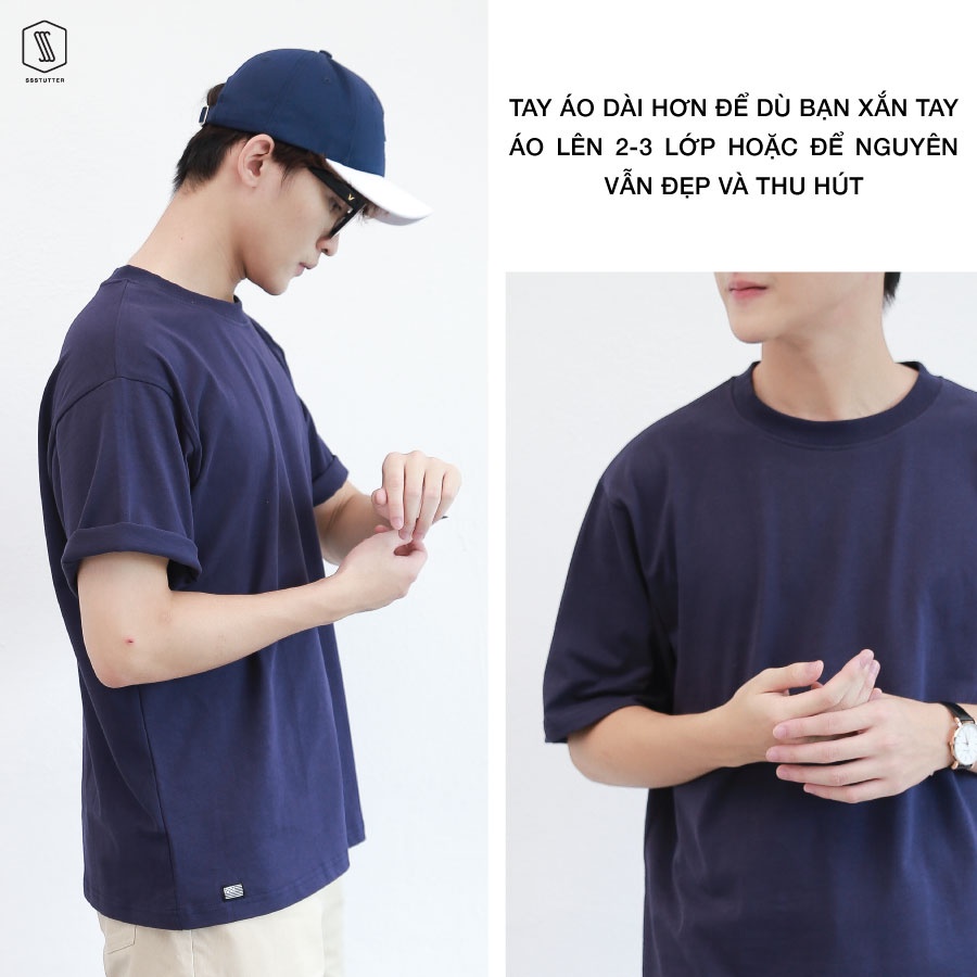 Áo thun Unisex Basic SSSTUTTER cổ tròn tay lỡ Cotton thoáng mát thấm hút mồ hôi Great Life Tee Premium