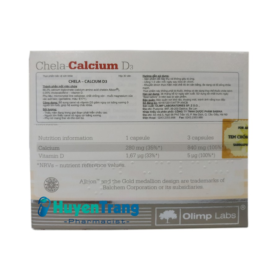 Chela Calcium D3 - Vitamin Bầu bổ sung Canxi và Vitamin D3 trước và sau sinh