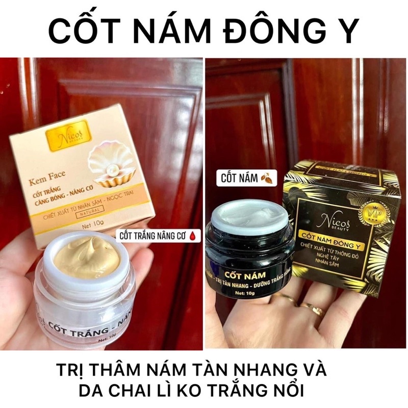 Combo 2 hộp Kem Face Cốt nám và Kem Cốt trắng nâng cơ ngày và đêm- Nicos Beauty 10g - Mẫu mới 2022