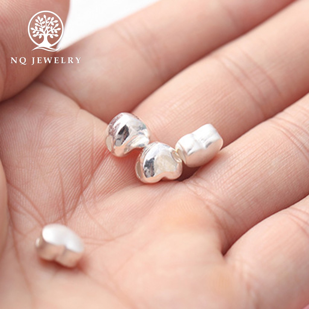 Charm bạc trái tim xỏ ngang - NQ Jewelry