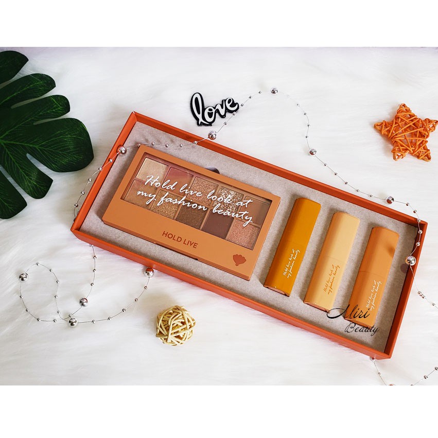 Set trang điểm bảng phấn mắt và 3 màu son HOLDLIVE Chocochoke Pink Sweet Perfect Suit