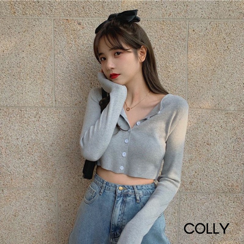 Áo Croptop YAN Tay Dài Nữ Hàn Quốc - COLLY