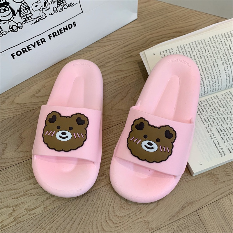 Dọn kho xả 29k Dép nhựa dẻo, êm chống trượt in hình gấu cute cho nữ