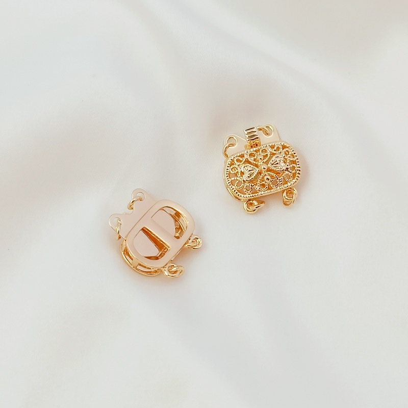 Khóa Cài Dây Chuyền Bằng Đồng Mạ Vàng 14K Hai Hàng Nút Cài DIY