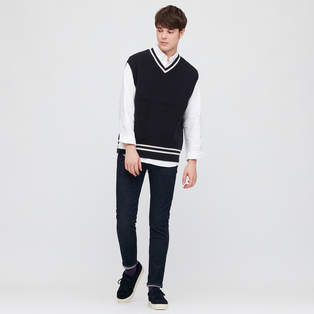 (UNIQLO Nhật chính hãng) Nam & Nữ - Áo Gi-Lê len dáng rộng Oversize cổ tim (cổ V) | BigBuy360 - bigbuy360.vn