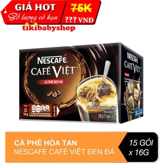 Cà phê hòa tan nescafé café việt cà phê đen đá - hộp 15 gói x 16 g - hsd 9/10/2022
