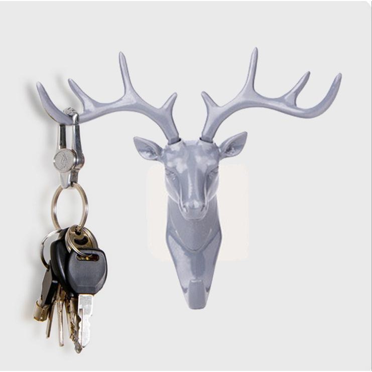 Khung Treo Chìa Khóa Decor Hươu Gắn Tường Móc Treo Đồ Dùng Đính Tường Hình Đầu Hươu