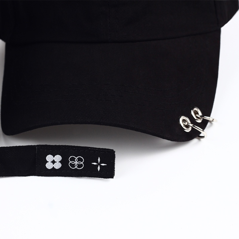 Mũ Lưỡi Trai Chất Liệu Cotton Trang Trí Vòng Kim Loại Phong Cách Hip Hop