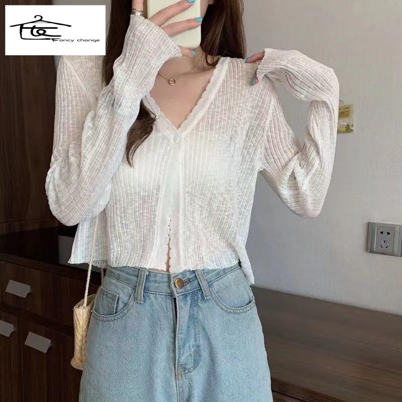 Áo Khoác Cardigan Mỏng Dáng Rộng Dài Tay Chống Nắng Thời Trang Mùa Hè Hàng Mới Dành Cho Bạn Nữ 2022