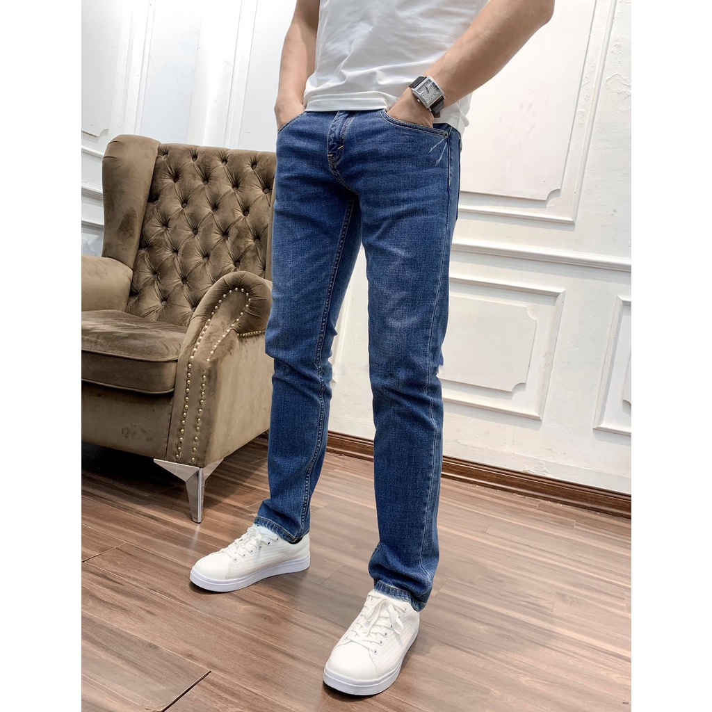 Quần Jeans Nam 2STOREGLE Dáng Slim Fit Ống Côn Ôm Nhẹ Màu Xanh Bạc