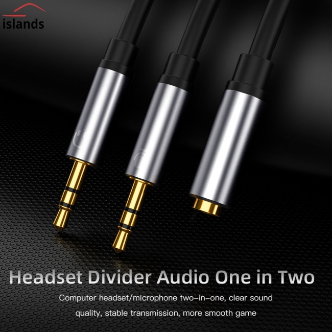 Dây cáp âm thanh chi nhánh lỗ cắm sang 2 đầu cắm 3.5mm kết nối tai nghe/mic cho máy tính