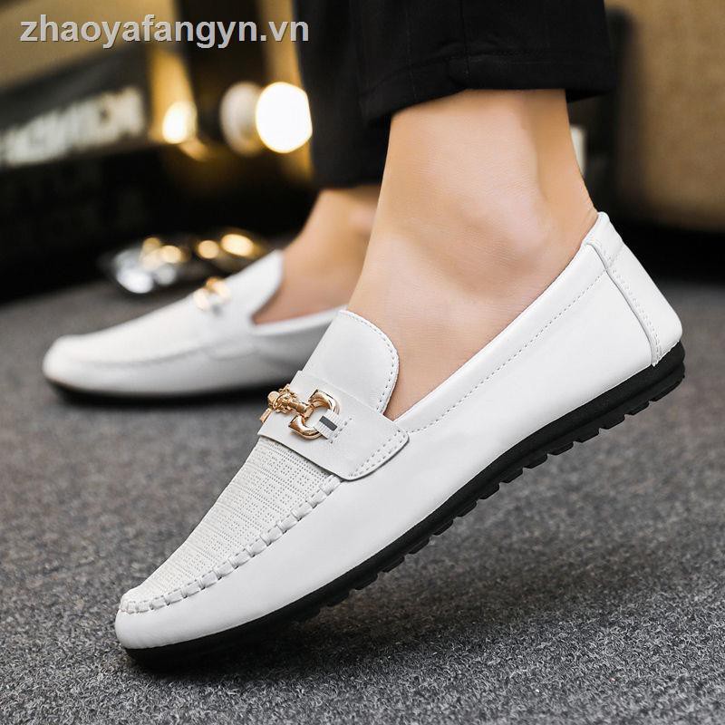 Giày lười-- Spring new men s casual peas shoes soft leather bottom driving all-match one pedal lazy trendy