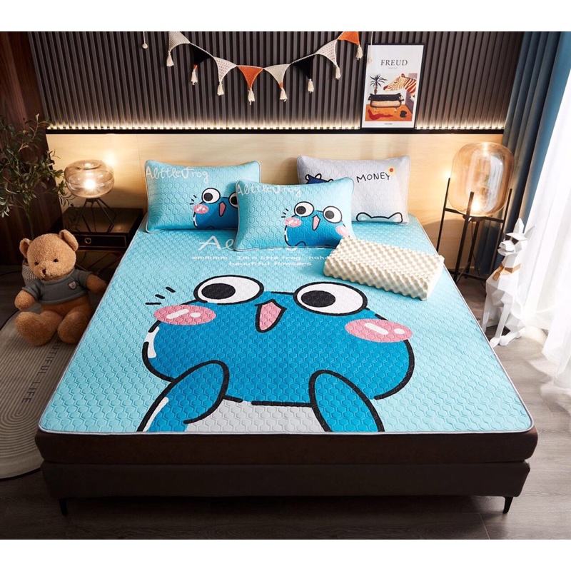 Chiếu điều hoà cao su non 5D LATEX chất vải tenscel mềm mịn ( tặng kèm 2 vỏ gối cùng bộ)