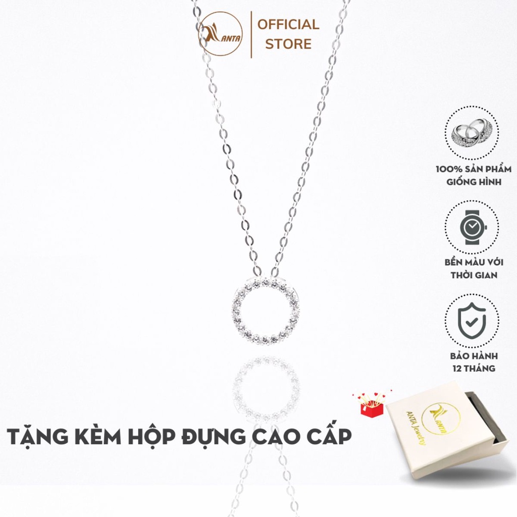 Dây chuyền bạc tròn đính đá đơn giản tinh tế xu hướng giới trẻ ANTA Jewelry- ATJ2290M