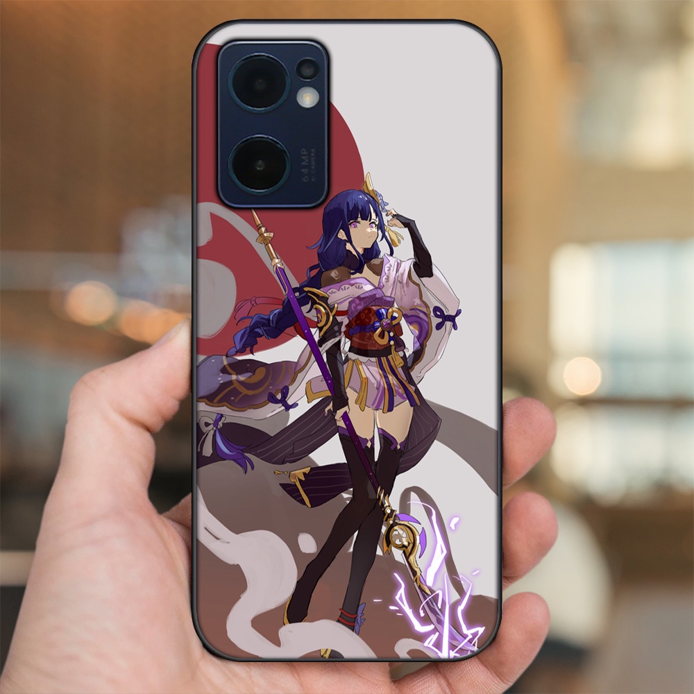 Ốp lưng Oppo Reno 7 5G viền đen in hình Raiden Shogun Genshin Impact