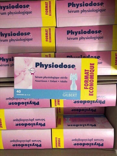 Nước muối sinh lý Pháp Physiodose / Gifrer tép hồng hộp 40 tép