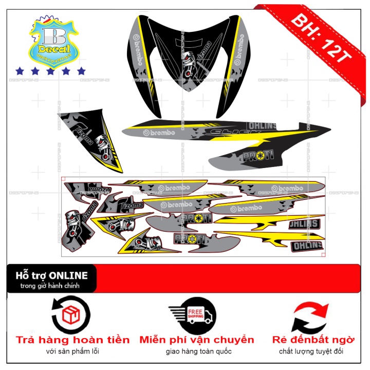 ( Quí khách vui lòng mang ra tiệm cho thợ dán ) Tem Click 110 pittong đen