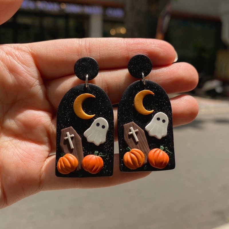 Khuyên tai đất sét nung Polymer Clay (My Little Ghost)