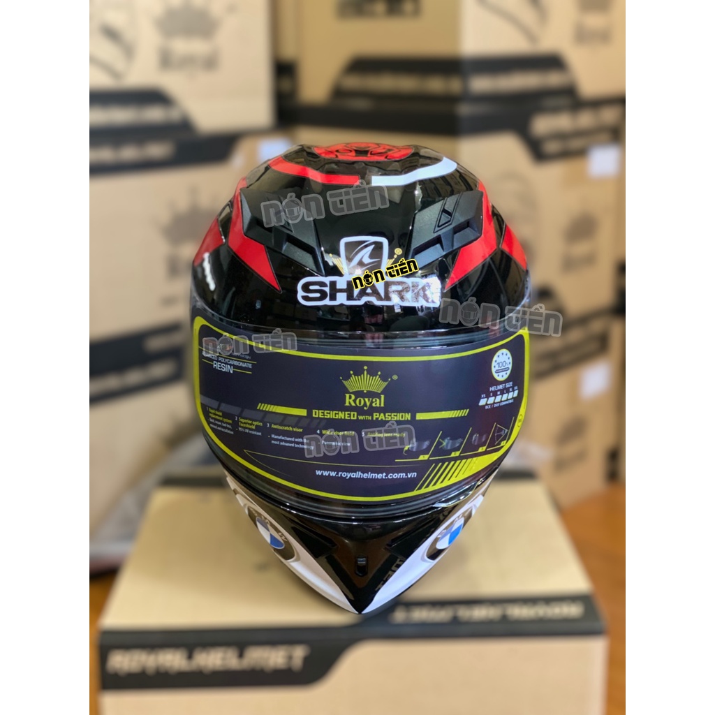 Mũ Full Face 2 Kính Royal M266 bản tem BMW SHARK ĐỎ cực đẹp, MUA 1 mũ  TẶNG 1 quà , Bảo hành 12 tháng