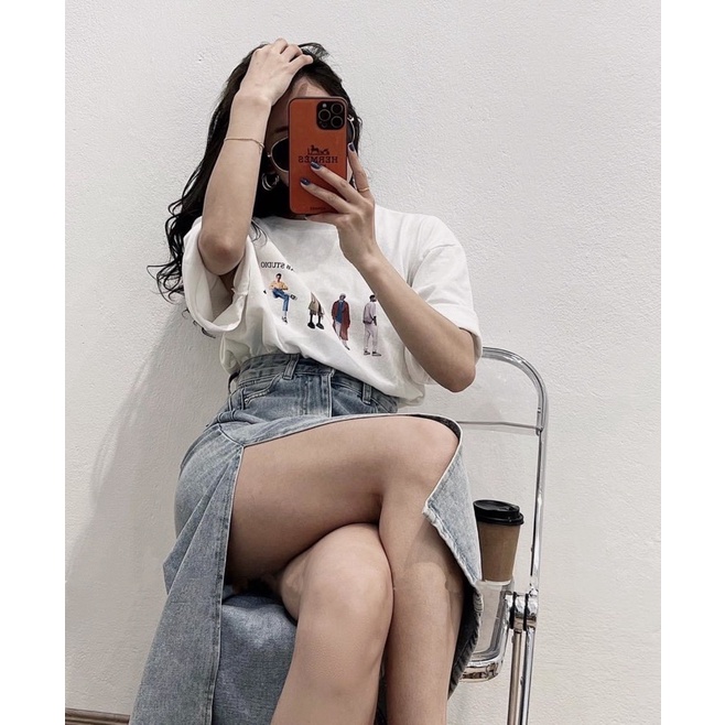 Chân váy bò dài xẻ đùi, chân váy jean dài xẻ QCCC chất bò dày dặn size S M L cho nữ Yoome clothing