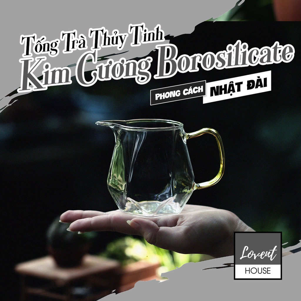 TỐNG CHUYÊN TRÀ DÁNG KIM CƯƠNG THỦY TINH BOROSILICATE - 350ml - Phong Cách Nhật Bản Đài Loan [Lovent House]