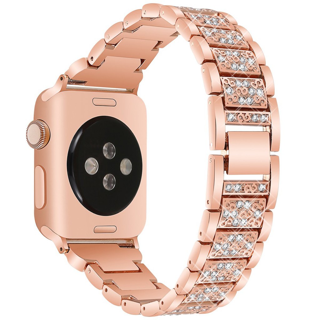 Dây Đeo Inox Đính Đá Cho Đồng Hồ Thông Minh Apple Watch 38Mm / 42Mm 3 / 2 / 1