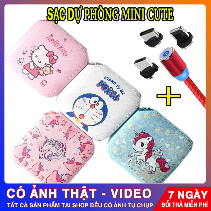 SẠC DỰ PHÒNG MINI CUTE + CAP SẠC NAM CHÂM 3 ĐẦU | Pin dự phòng. cap sạc đa năng