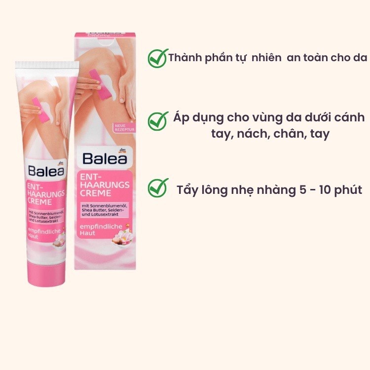 Kem tẩy lông Balea cho body, tay chân, nách, vùng bikini an toàn dịu nhẹ hàng Nội địa Đức 125ml