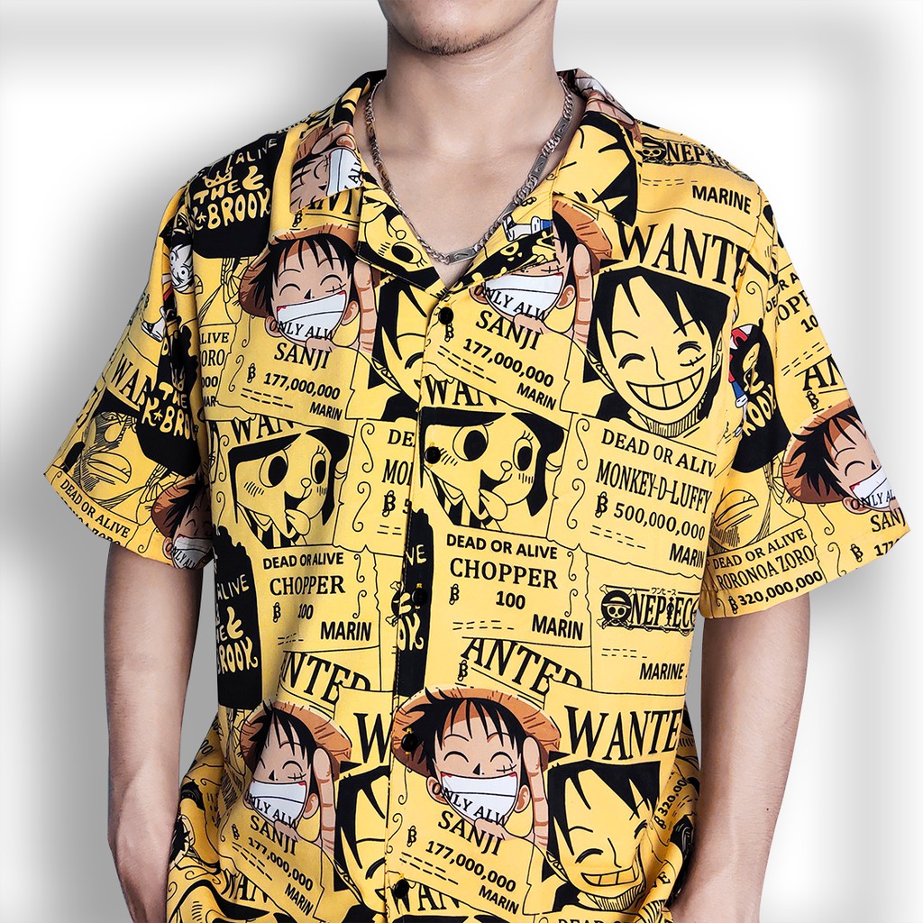 Áo sơ mi Cổ DANTON - VEST Monkey D. Luffy 3 màu vàng - đen - trắng ngắn tay form rộng unisex nam nữ vải lụa | BigBuy360 - bigbuy360.vn