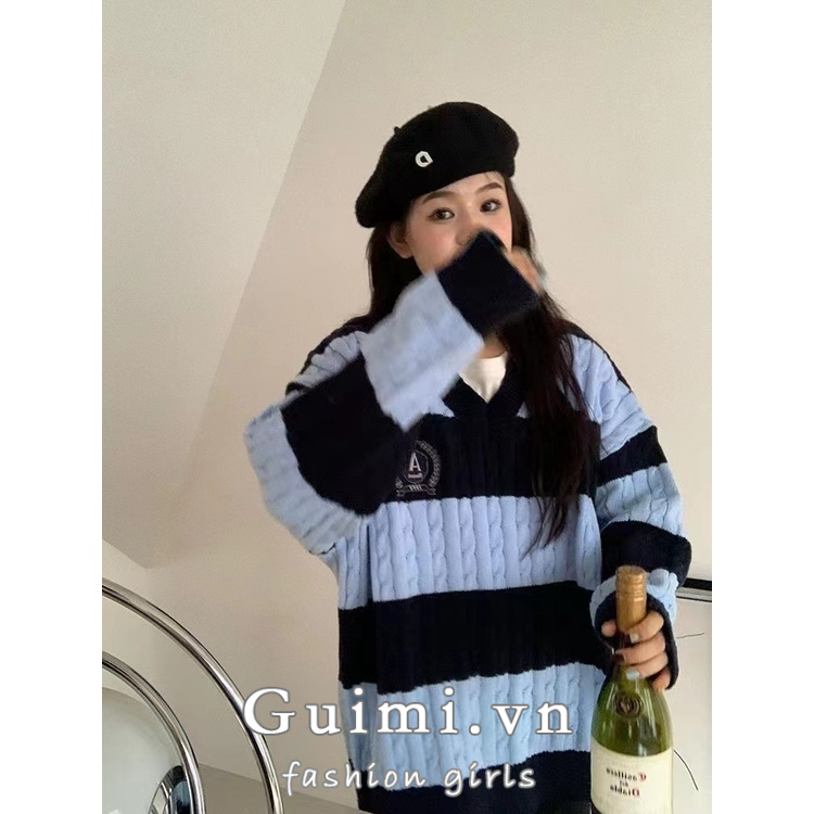 Áo Len Nữ Dài Tay Cổ Chữ V Thời Trang Hàn Màu Sắc Nổi Bật