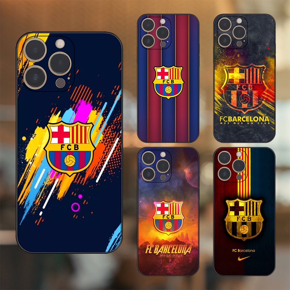 Ốp lưng iPhone 13 Pro dẻo đen cạnh vuông in hình Barcelona Barca