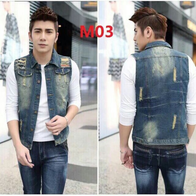 Áo khoác jean ba lỗ nam
