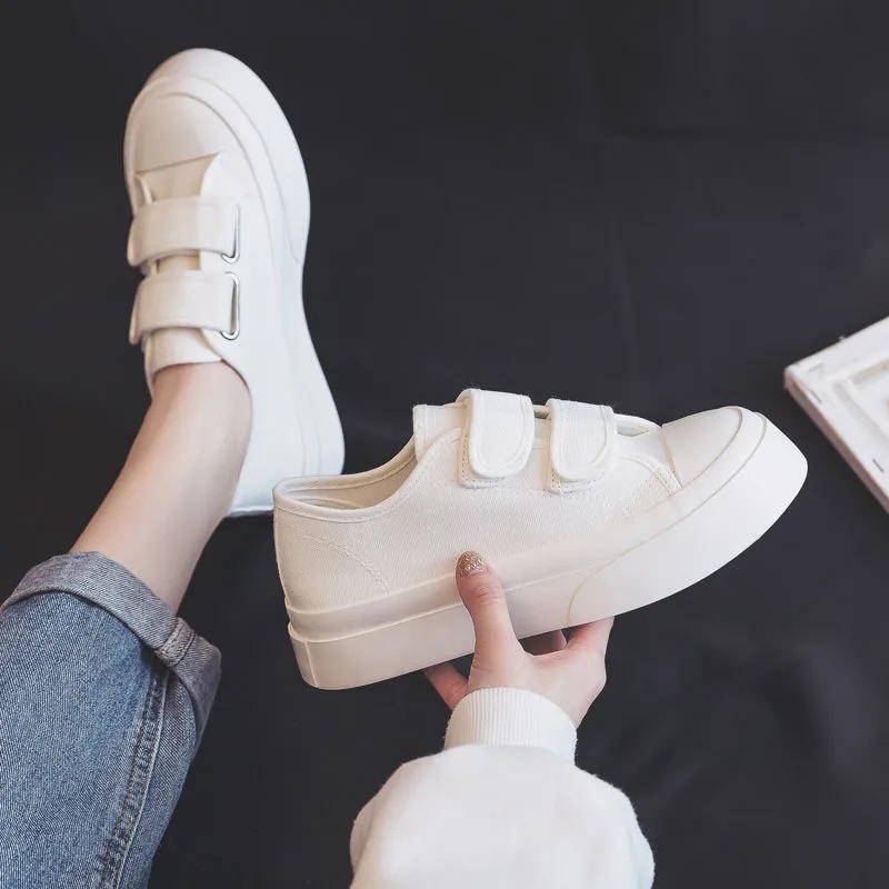 Giày canvas đế dày quai dán thời trang mùa xuân mới 2021 dành cho nữ