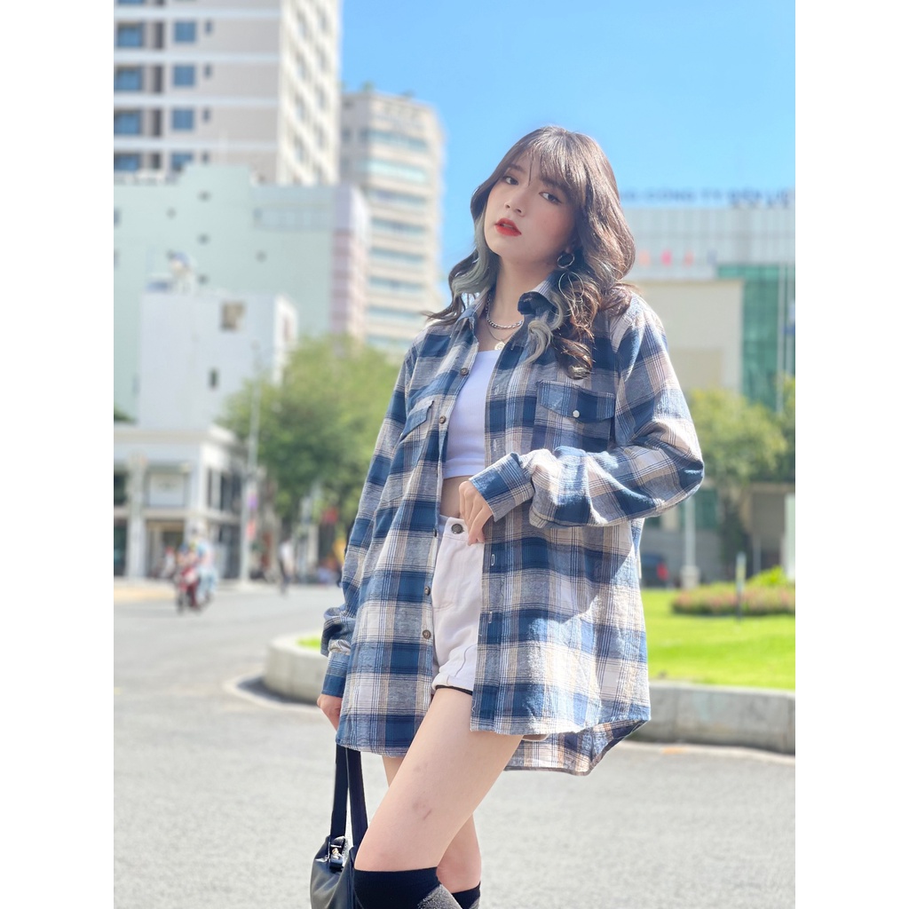 Áo sơ mi form rộng FLANNEL hoạ tiết caro (Ảnh thật/Có sẵn) | BigBuy360 - bigbuy360.vn